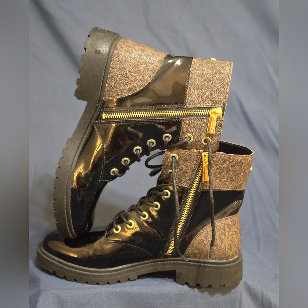 NWOT Michael Kors Women's Alistair Black & Brown Combat Boots Size 9M